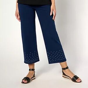 Quacker Factory DreamJeannes Sparkle & Shine Pull-On Gaucho black size L NWOT